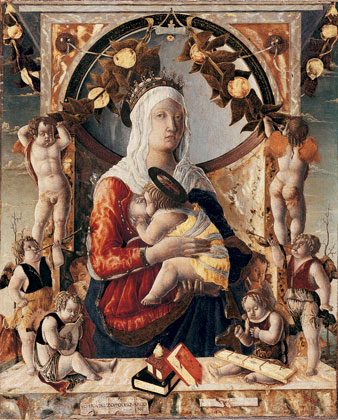 Marco Zoppo, La Vierge à l'Enfant avec des anges