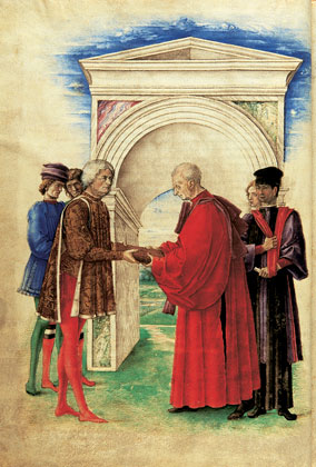 Giovanni Bellini, Guarino de Vérone remet sa traduction de Strabon à Jacopo Antonio Marcello