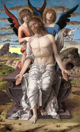 Andrea Mantegna The Man of Sorrows with a Seraph and a Cherub